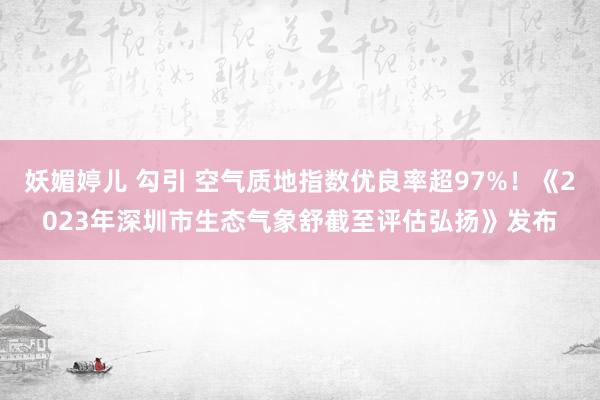 妖媚婷儿 勾引 空气质地指数优良率超97%！《2023年深圳市生态气象舒截至评估弘扬》发布
